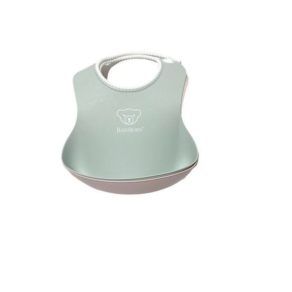 𝅺NEW BabyBjorn 2-Piece Baby Bibs Powder Green & Powder Pink - Picture 3 of 4